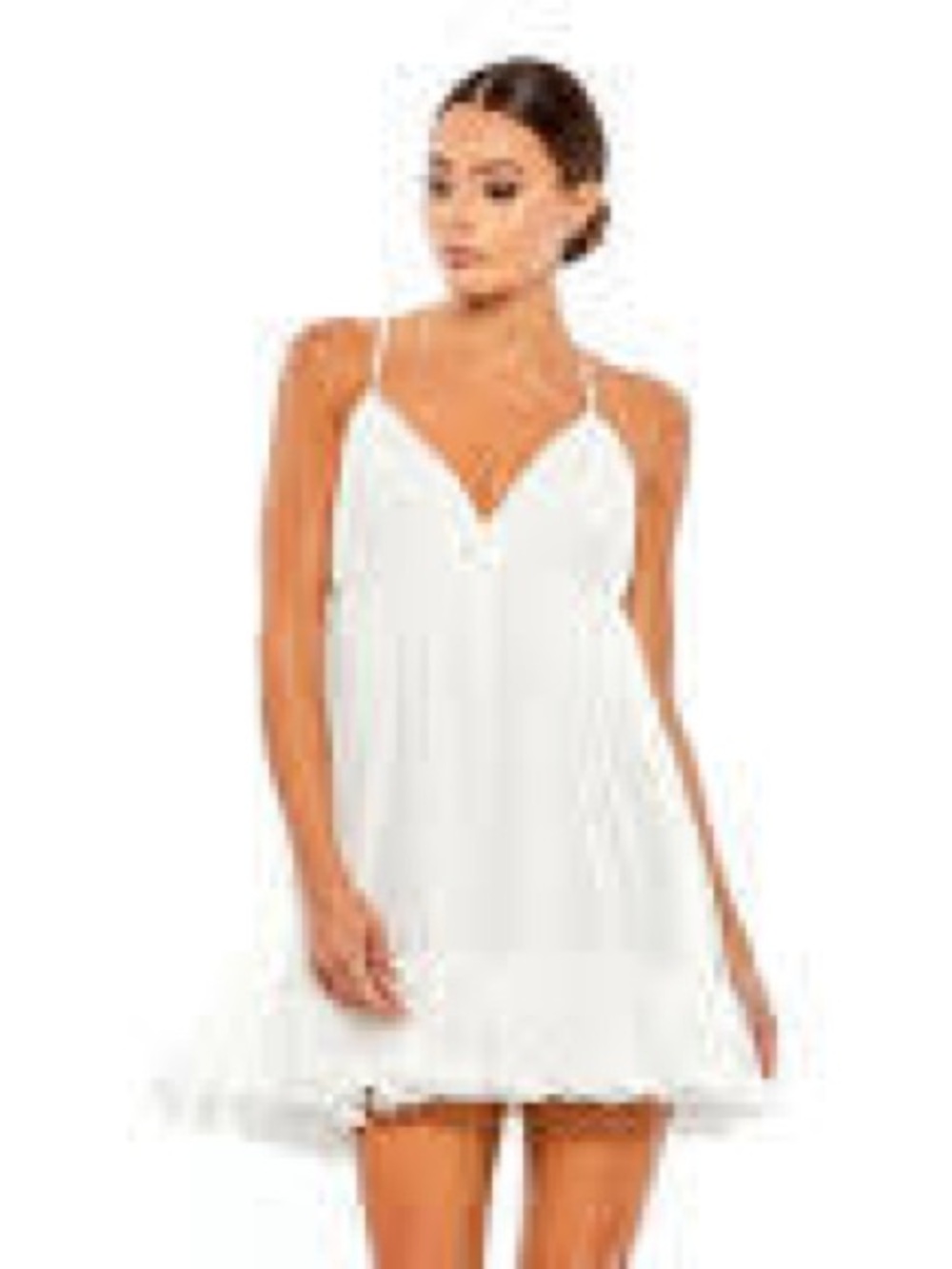 Ieena by Mac Duggar White Ruffle Slip Dress